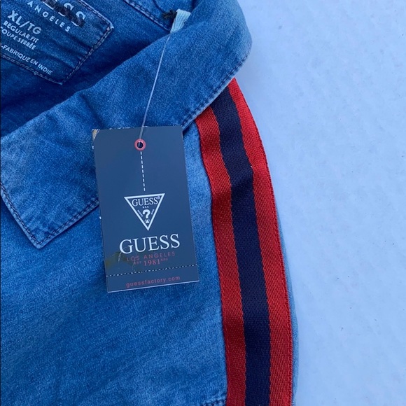 NEW GUESS Wes Chambray Men's Shirt SZ XL - Picture 6 of 6